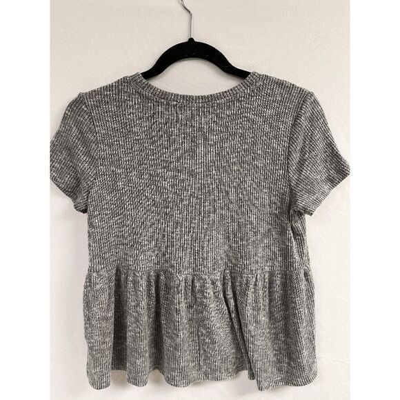 So Womens Cap Sleeve Casual Stretch Babydoll Peplum Tops Gray Size Small - Picture 4 of 6